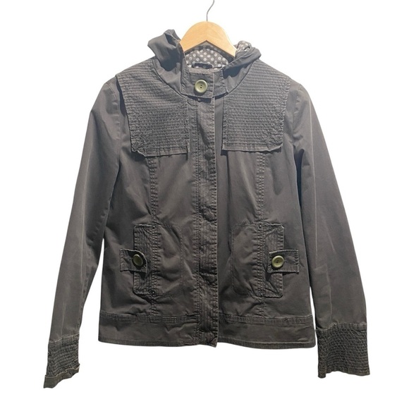 Kismet beige/grey zip snap hooded jacket women’s size M - Picture 1 of 16